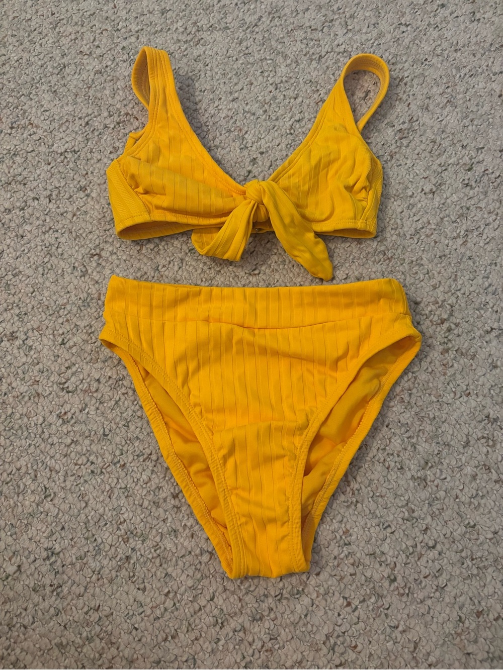 Xhilaration Yellow Ribbed Tie-Front Bikini Set